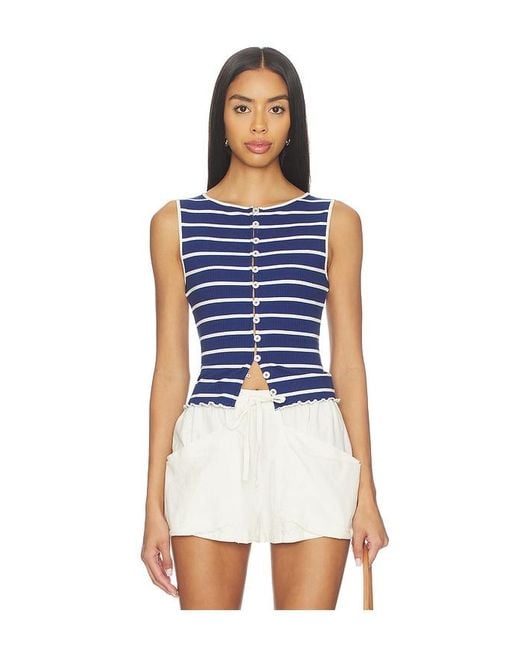 Free People Blue Tilly Striped Vest
