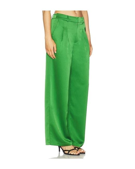 Susana Monaco Green Satin Pleated Pant