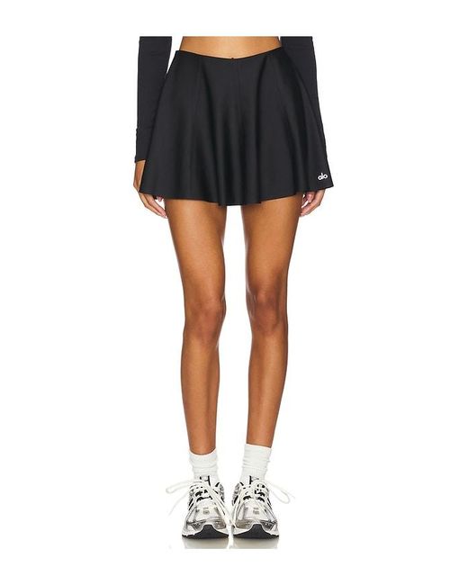 Alo Yoga Black Lightweight Tennis Skirt with Built-In Shorts