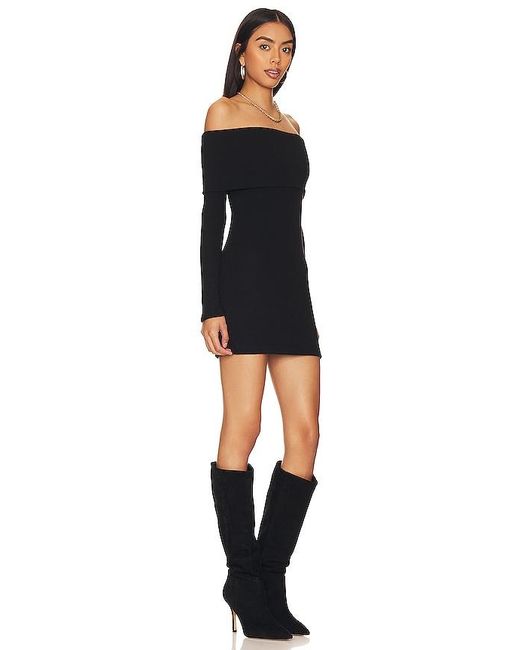 Enza Costa Black Off-Shoulder Sweater Mini Dress