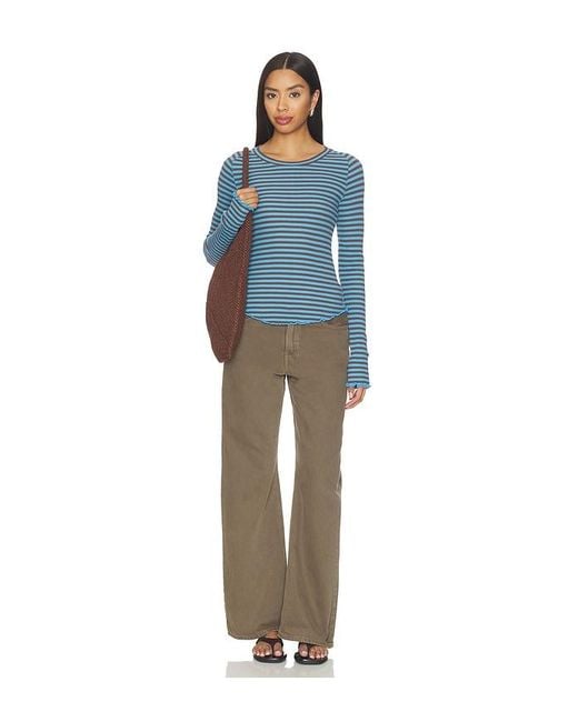 Free People Blue X We The Free Easy Does It Striped Tee