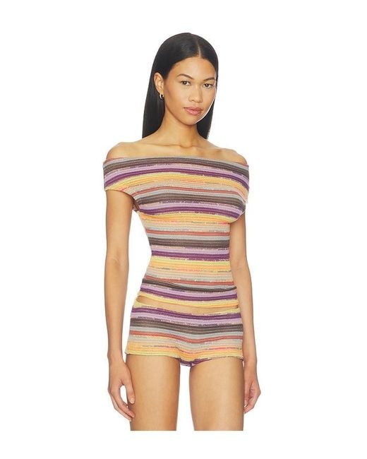 Jaded London Multicolor Cata Stripe Asymmetric Knit Top
