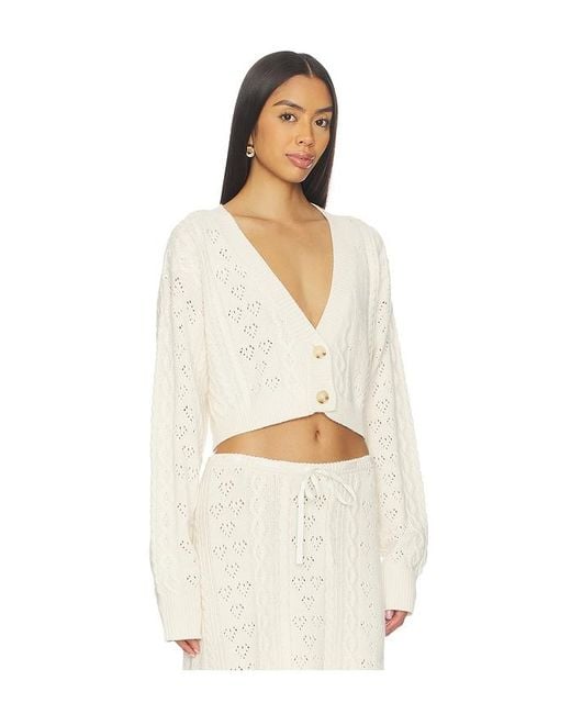 GUIZIO Natural Noah Cable Crop Cardigan