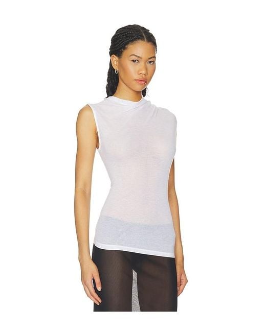 Helmut Lang White Sheer Twist Tank