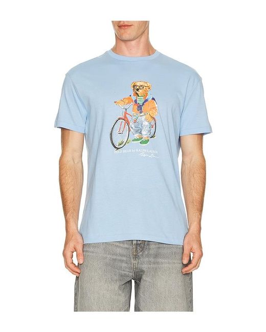 Polo Ralph Lauren Blue Short Sleeve Jersey Knit Novelty Summer Bear Tee for men
