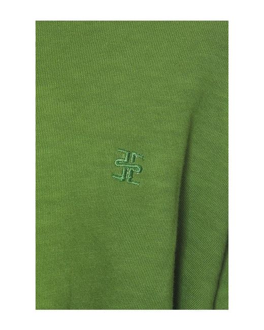 ÉTERNE Green Cropped Half-Zip Sweatshirt