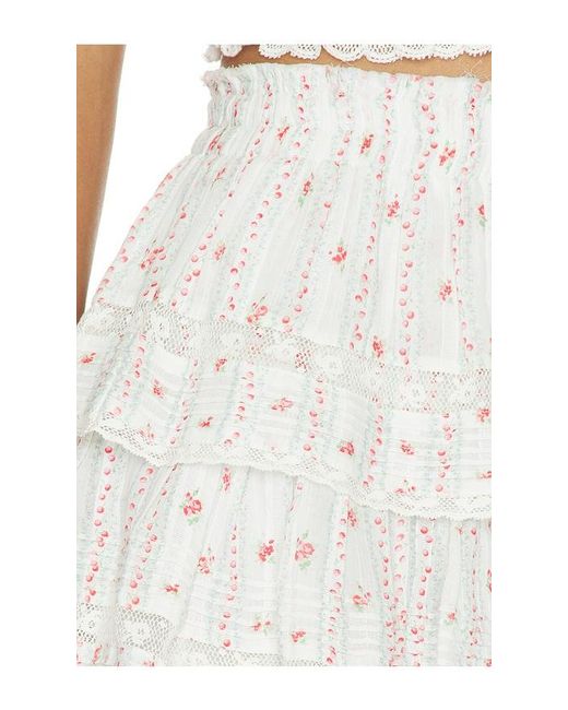 LoveShackFancy White Ruffle Mini Skirt