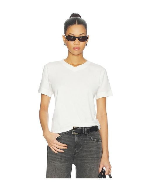 EB DENIM White Henry V Neck Tee