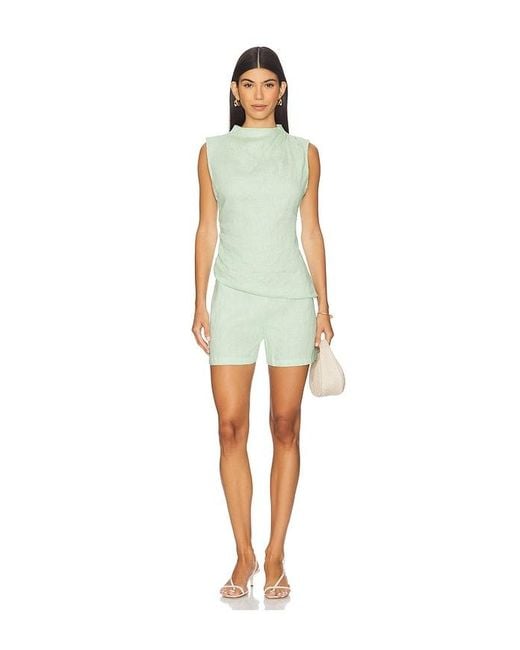 AEXAE Blue X Revolve Flat Front Mini Short