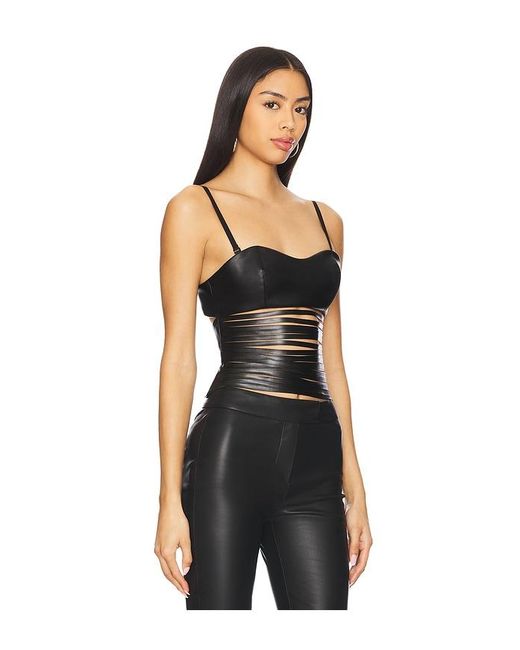 Nii HAI Black Leather Lazer Top