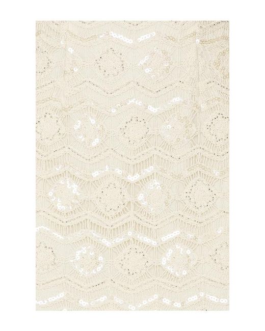 PATBO White Crochet Bloom Halterneck Mini Dress