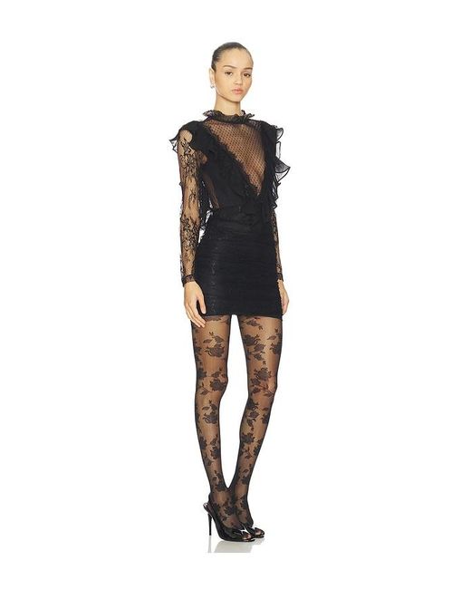 PATBO Black Laila Lace Long Sleeve Short Dress