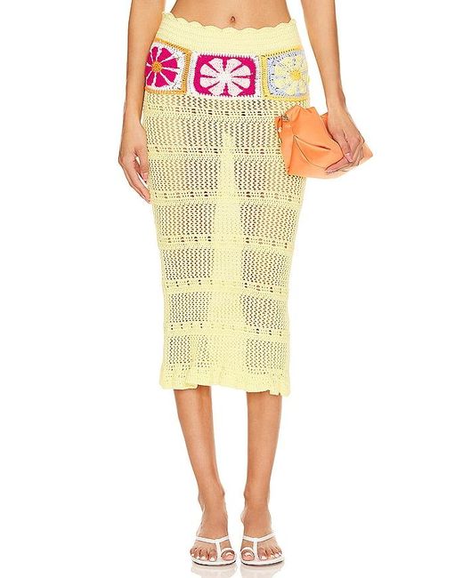 Lovers + Friends Yellow Florence Midi Skirt