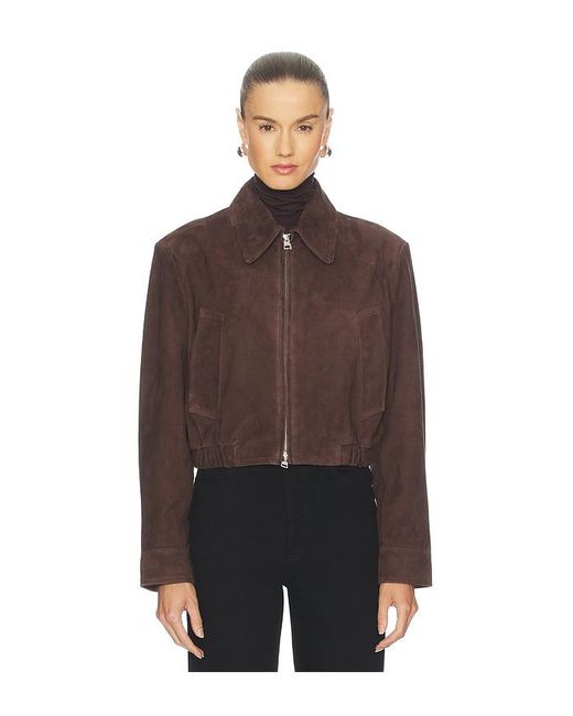 Agolde Brown Nahlia Cropped Suede Jacket