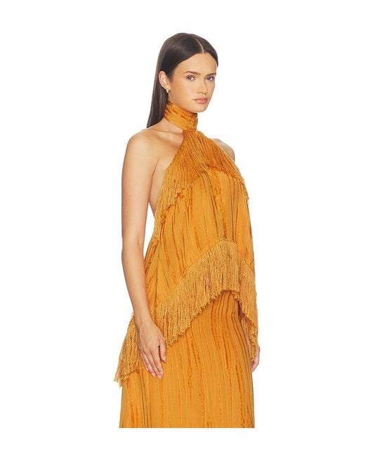 YELLOW THE LABEL Orange Jones Fringe Top