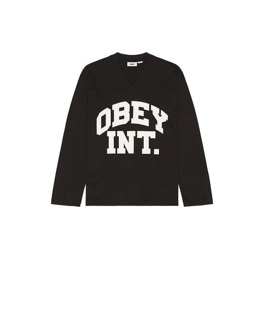 Obey Black Long Sleeve Football Jersey for men