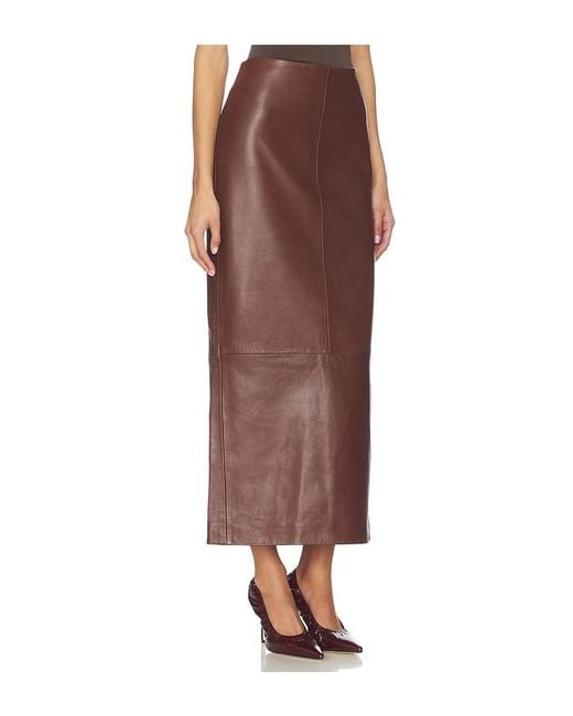 St. Agni Brown Leather Column Skirt