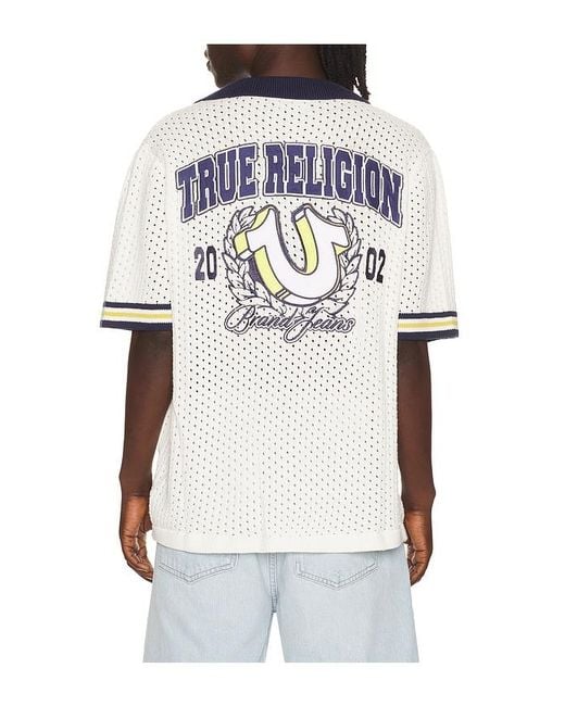 True Religion White Horseshoe Crest Knit Shirt for men