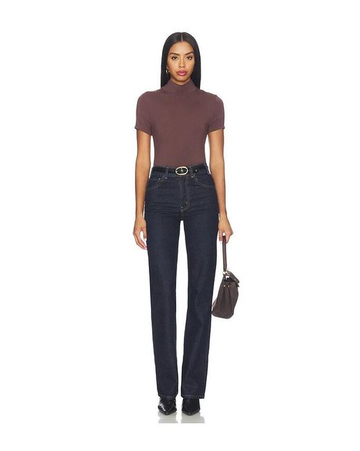 LNA Blue Demi Fitted Mock Neck Top