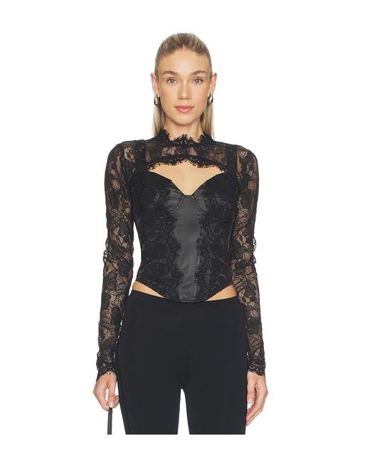 OW Collection Black Brisa Corset Top