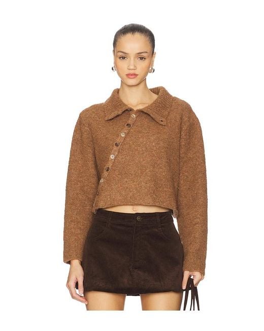 ZEMETA Brown Strick Button Way