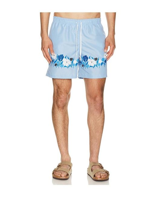 Bather Blue Lawn Printed Swim Trunks for men