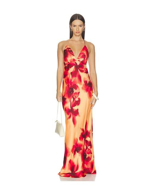 Rococo Sand Red Halter Neck Maxi Dress