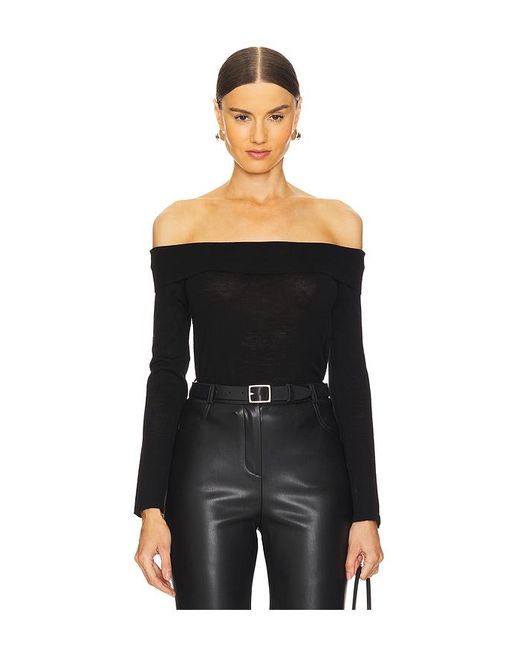 Enza Costa Black Schulterfreier Sweater