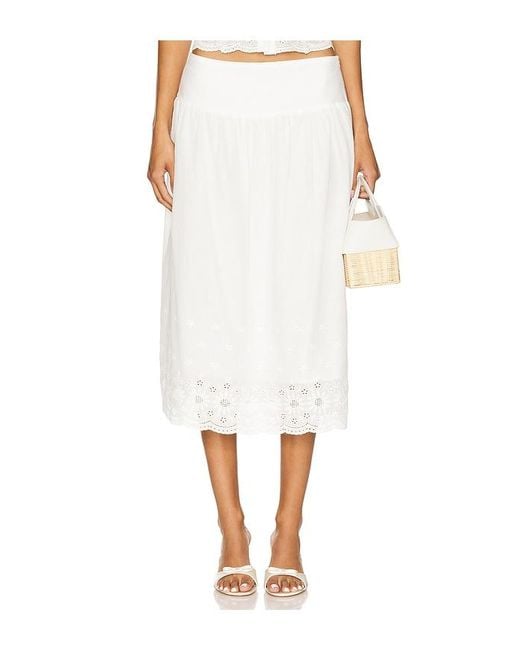 MORE TO COME White Cassandra Midi Skirt