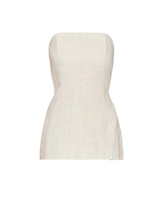 GRLFRND White Linen Strapless Tunic Top