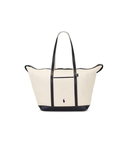 Polo Ralph Lauren White Canvas Large Tote