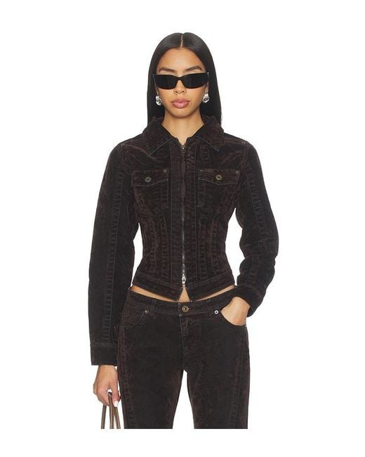 KNWLS Black Flock Denim Jacket