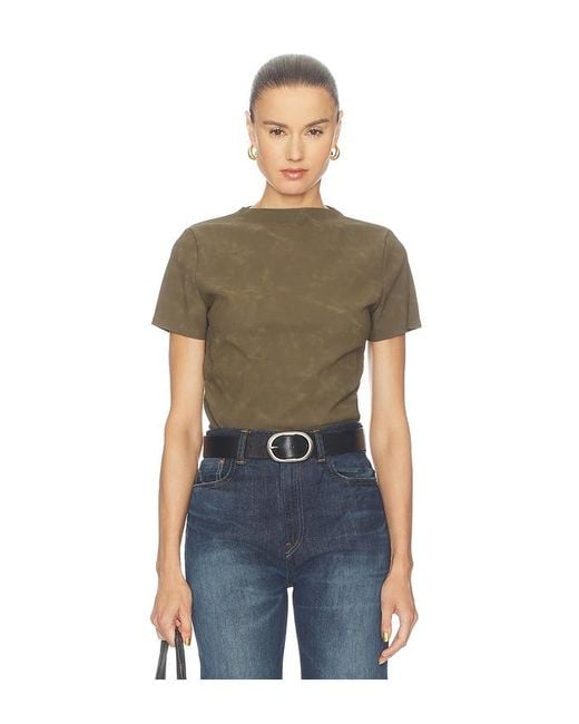 Hudson Blue Faux Suede Short Sleeve Ruched Top