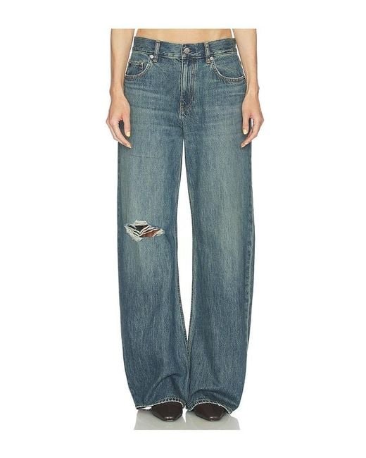 Helmut Lang Blue Relaxed Destroyed Bootcut Jeans