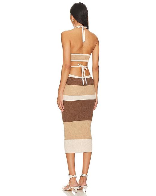 Camila Coelho Natural Emlyn Stripe Knit Dress