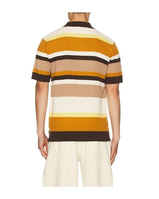 Scotch & Soda Orange Structured Striped Knitted Polo for men
