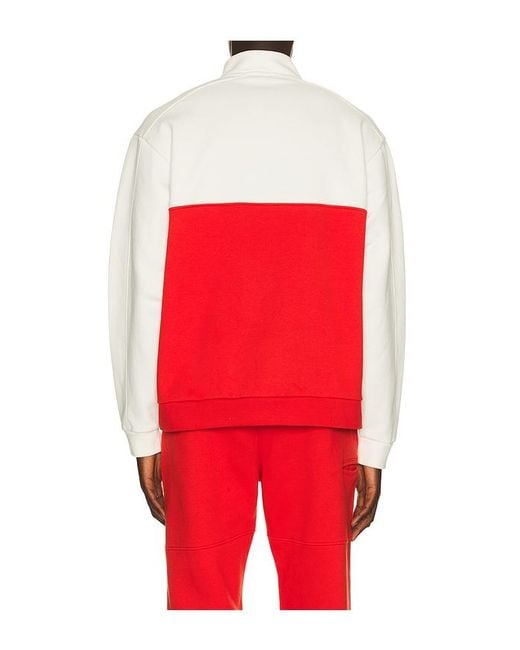 White/space Red Quarter Zip Sweatshirt for men