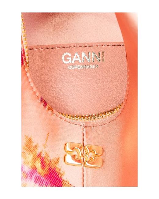 Ganni Pink Hobo Mini Printed Satin Bag