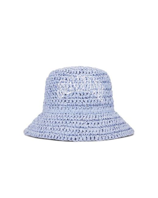 Ganni Blue Summer Straw Hat