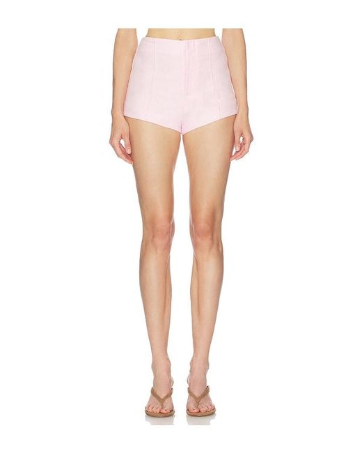 Helsa Pink Washed Linen Micro Short