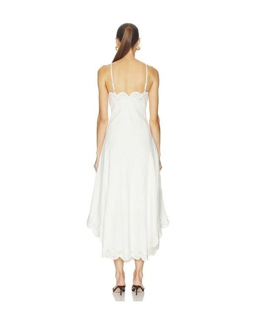Jonathan Simkhai White Gillian Embroidered Linen Midi Dress