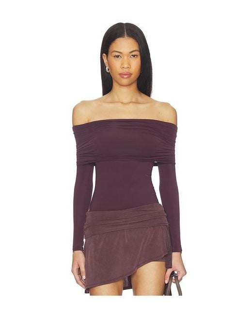 Wolford Purple Sheer Drape Top Long Sleeves