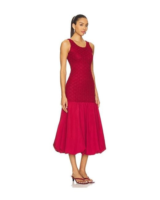 Bardot Red X Revolve Melody Lace Poplin Maxi Dress