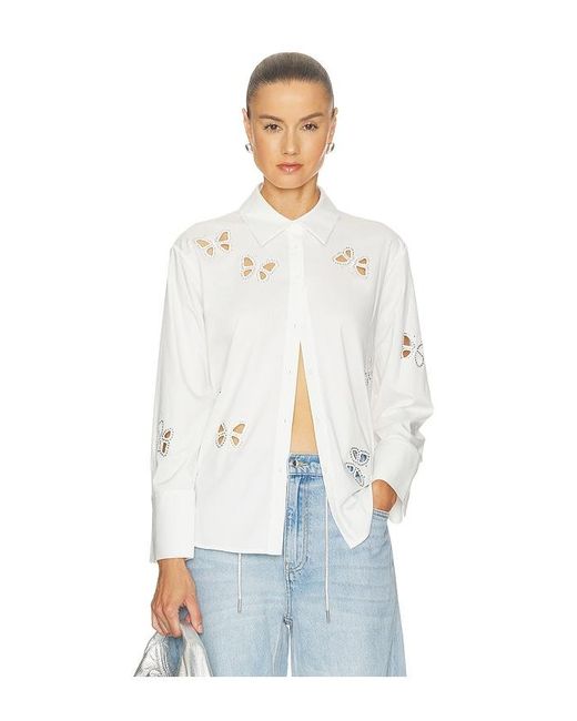 Alice + Olivia White Button-Down-Bluse Finely