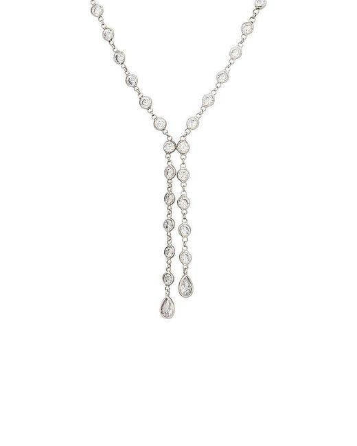 Shashi Blue Bezel Lariat Necklace