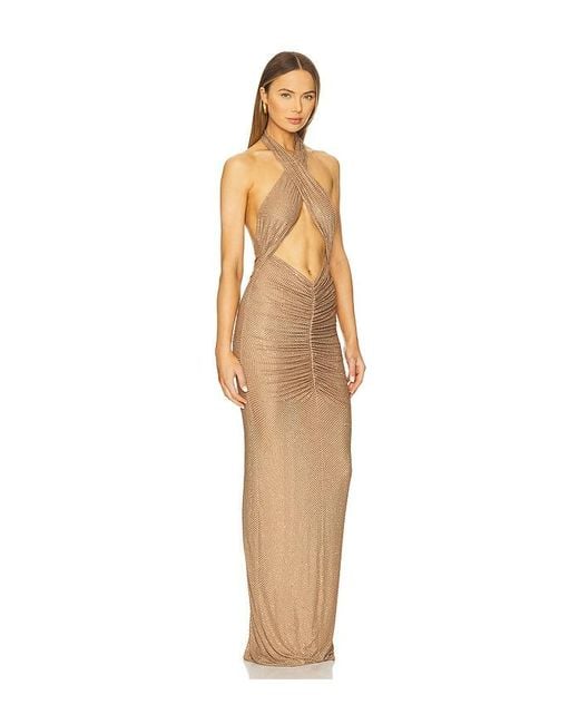 retroféte Natural Oakley Mesh Embellished Dress