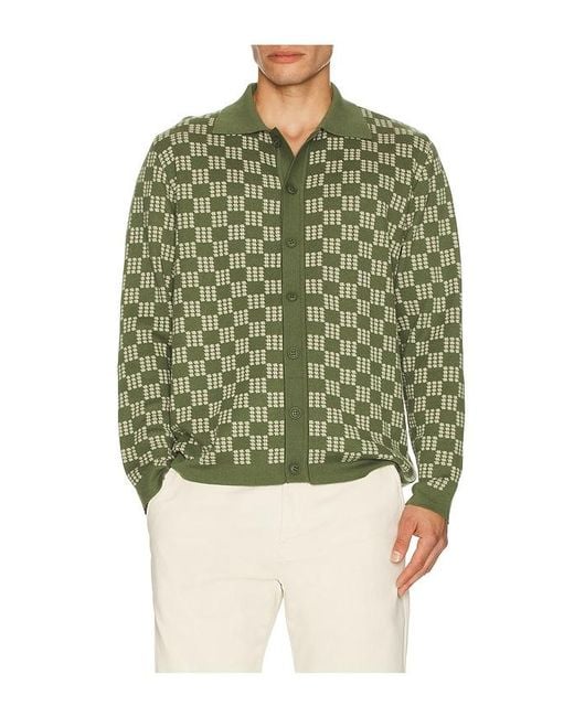 Far Afield Green Criss Cross Cardigan for men