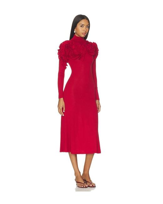 Ulla Johnson Red Solene Longsleeve Jersey Dress