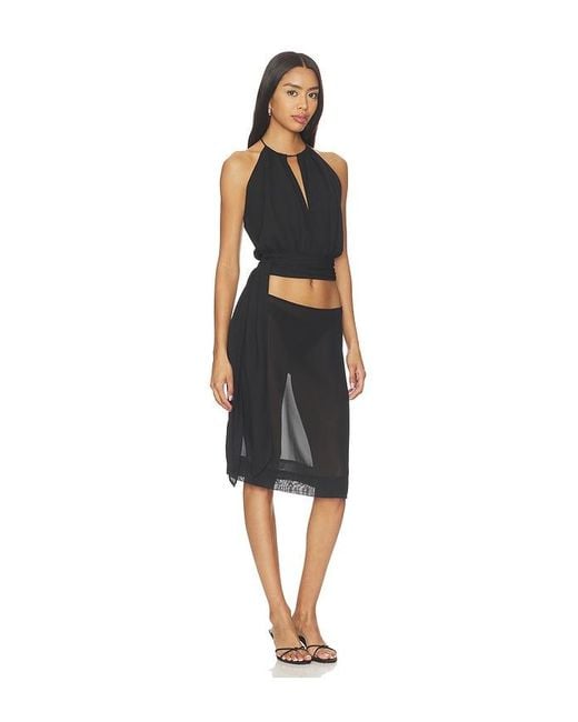With Harper Lu Black Draped Halter Top