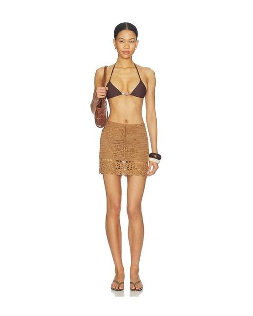 MORE TO COME Natural Elliana Crochet Mini Skirt